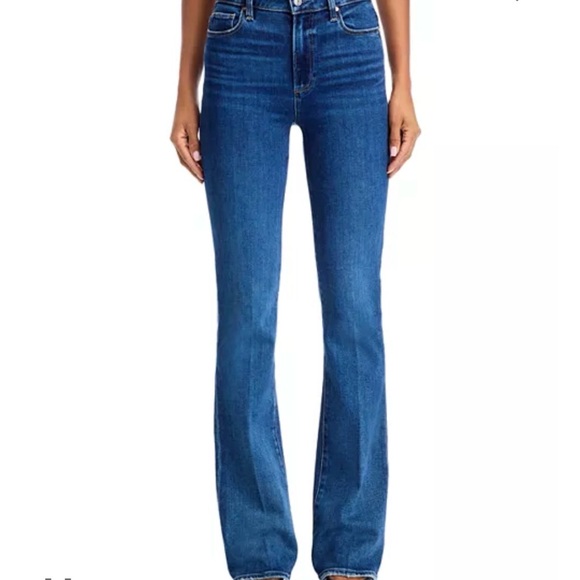 PAIGE Classic Blue Wide Leg Jeans High Rise Laurel Canyon